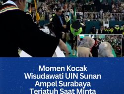 Momen Kocak Wisudawati UIN Sunan Ampel Surabaya Terjatuh Saat Minta Difoto Rektor