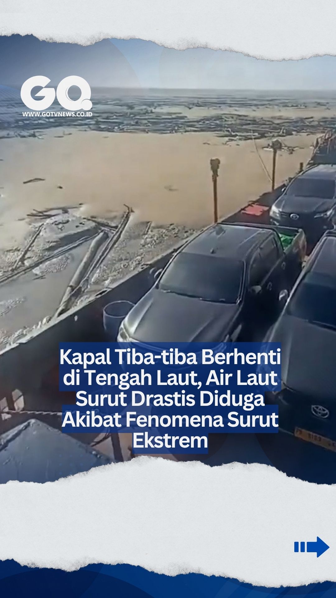 Kapal Tiba-tiba Berhenti di Tengah Laut, Air Laut Surut Drastis Diduga Akibat Fenomena Surut Ekstrem.