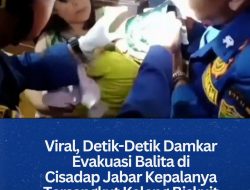Viral, Detik-Detik Damkar Evakuasi Balita di Cisadap Jabar Kepalanya Tersangkut Kaleng Biskuit