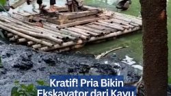 Kreatif! Pria Bikin Ekskavator dari Kayu, Bisa Dipakai Keruk Lumpur di Kolam