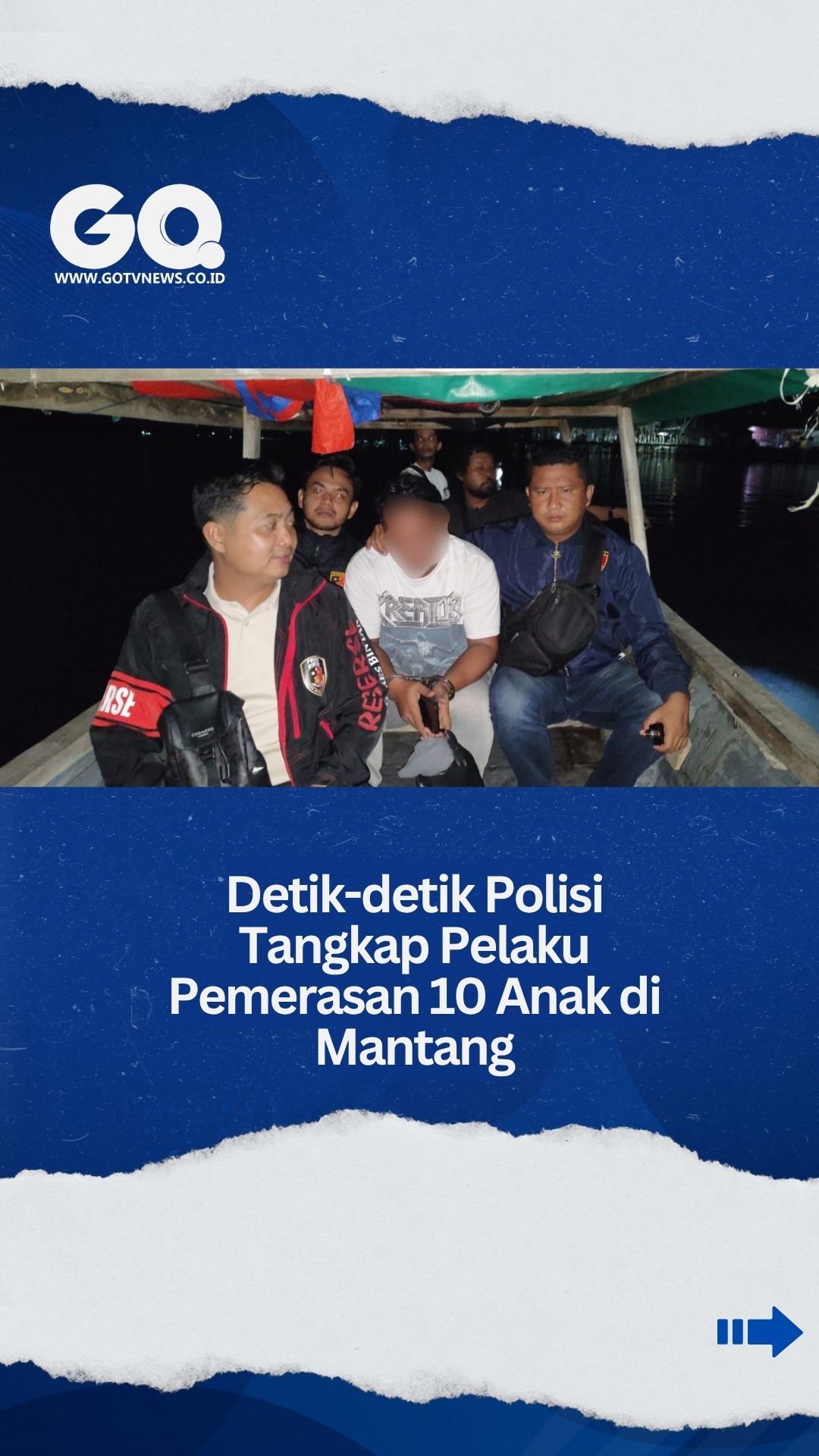 Detik-Detik Polisi Tangkap Pelaku Pemerasan 10 Anak di Kecamatan Mantang Bintan.