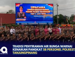 Tradisi Penyiraman Air Bunga Warnai Kenaikan Pangkat 58 Personel Polresta Tanjungpinang