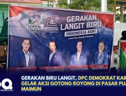 Gerakan Biru Langit, DPC Demokrat Karimun Gelar Aksi Gotong Royong di Pasar Puan Maimun