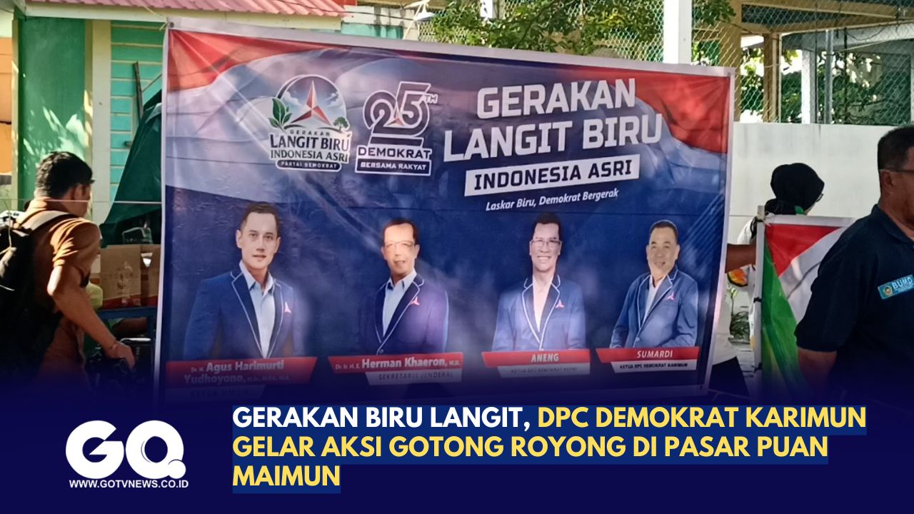 Gerakan Biru Langit, DPC Demokrat Karimun Gelar Aksi Gotong Royong di Pasar Puan Maimun.