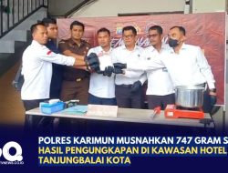 Polres Karimun Musnahkan 747 Gram Sabu Hasil Pengungkapan di Kawasan Hotel Tanjungbalai Kota