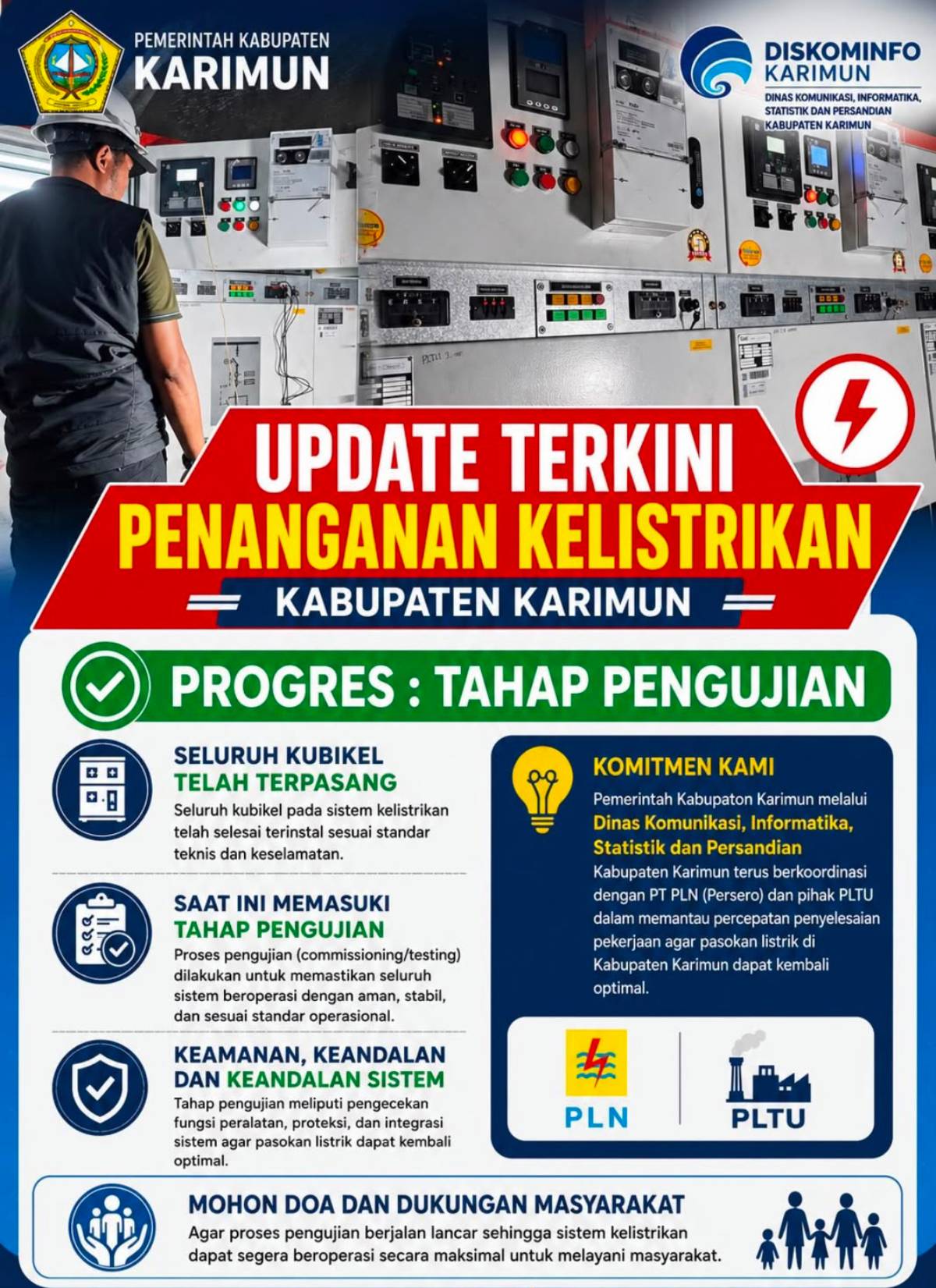 Pemkab Sampaikan Update Terkini Penanganan Kelistrikan di Karimun.