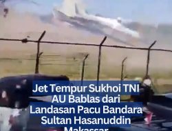 ‎Jet Tempur Sukhoi TNI AU Bablas dari Landasan Pacu Bandara Sultan Hasanuddin Makassar