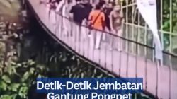 Detik-Detik Jembatan Gantung Pongpet Pangandaran Ambruk saat diresmikan Bupati