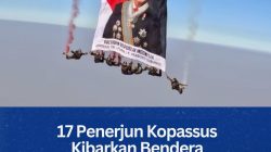 17 Penerjun Kopassus Kibarkan Bendera Raksasa Bergambar Prabowo di Monas