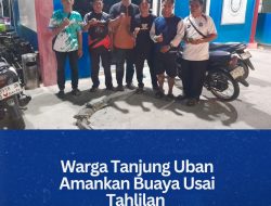 Warga Tanjung Uban Amankan Buaya Usai Tahlilan