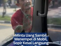 Minta Uang Sambil Menempel di Mobil, Sopir Kesal Langsung Tancap Gas