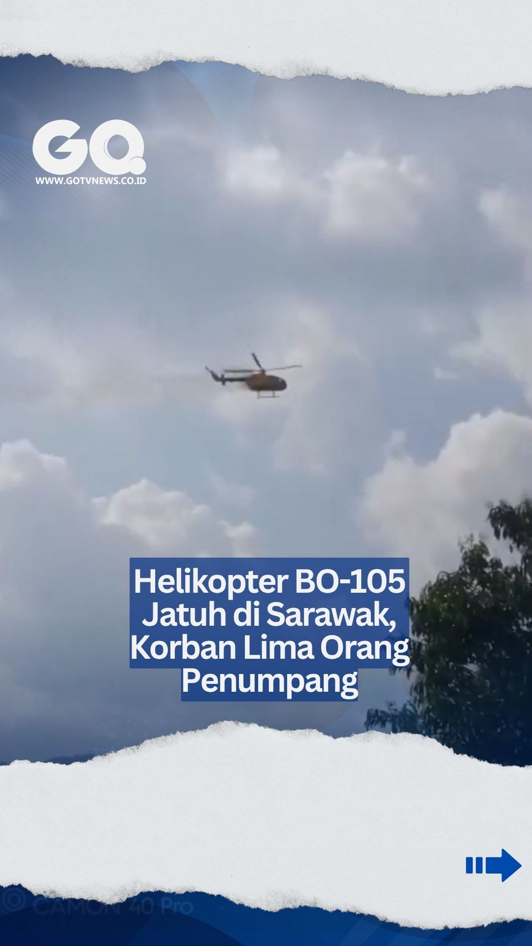 Helikopter BO-105 Jatuh di Sarawak, Korban Lima Orang Penumpang.