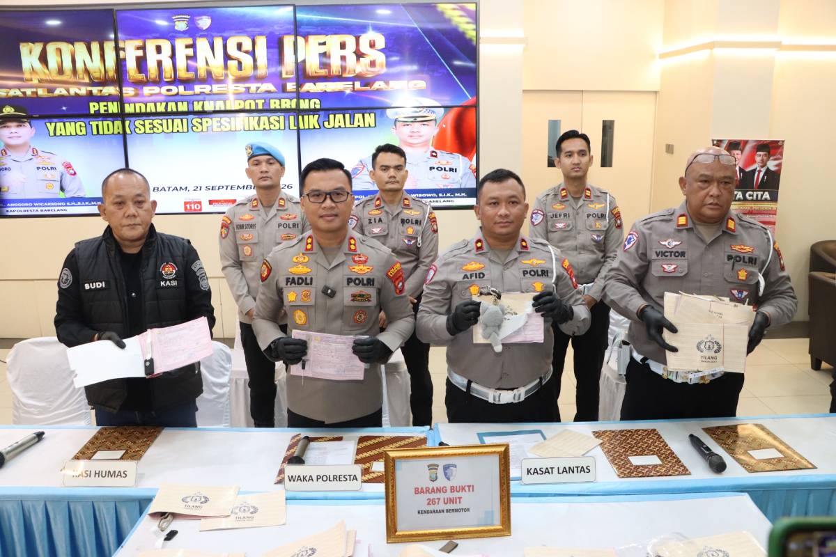 Cegah Balap Liar, Polresta Barelang Tindak 267 Knalpot Brong.