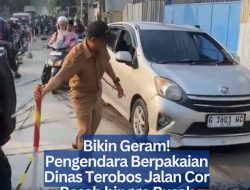 Bikin Geram! Pengendara Berpakaian Dinas Terobos Jalan Cor Basah hingga Rusak