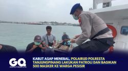 Kabut Asap Menebal, Polairud Polresta Tanjungpinang Lakukan Patroli dan Bagikan 500 Masker ke Warga Pesisir