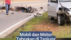 Mobil dan Motor Tabrakan di Tanjung Uban, Pengendara Motor Tak Sadarkan Diri
