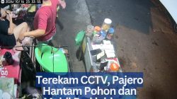 Terekam CCTV, Pajero Hantam Pohon dan Mobil Parkir hingga Ringsek di Tanjungpinang