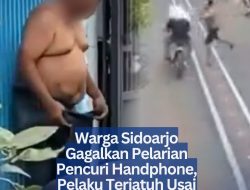 ‎Warga Sidoarjo Gagalkan Pelarian Pencuri Handphone, Pelaku Terjatuh Usai Disiram Air